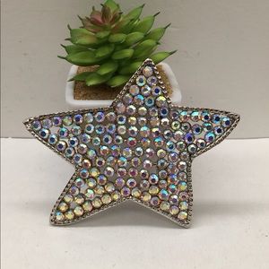 Star Belt Buckle Incrusted Borealis Crystal Rhinestone